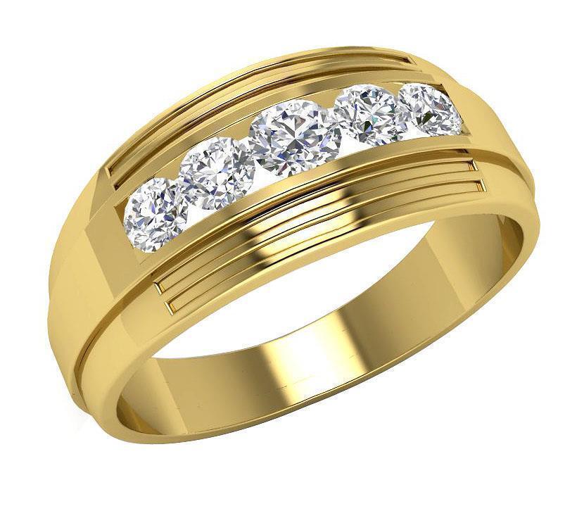 Men REAL 14k Yellow Gold Wedding Ring Band Genuine 1CT Round Diamond SIZE 9 - GoldenlinQ